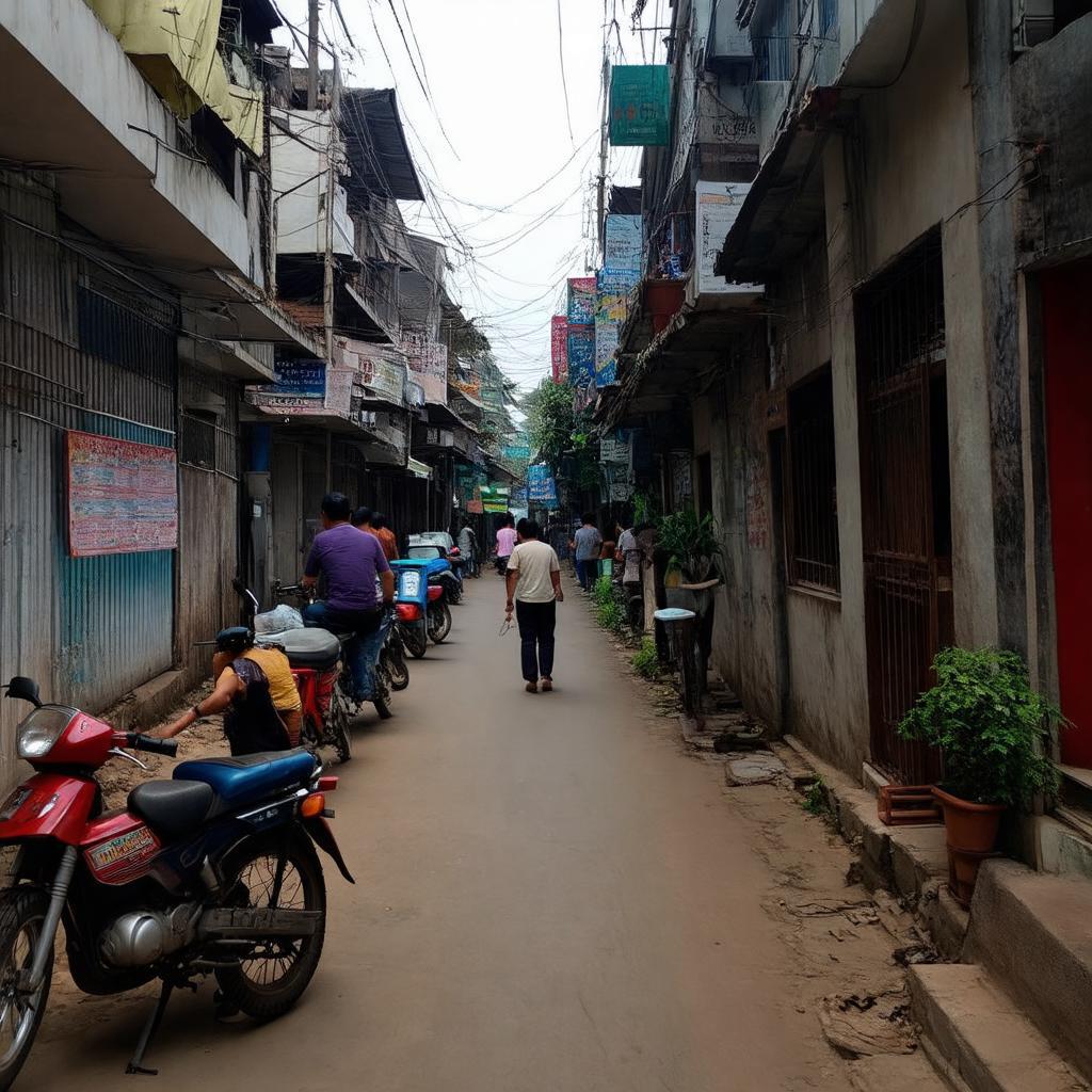 Cảnh sinh hoạt và kinh doanh thường ngày bên trong Ngõ 12 Khuất Duy Tiến.