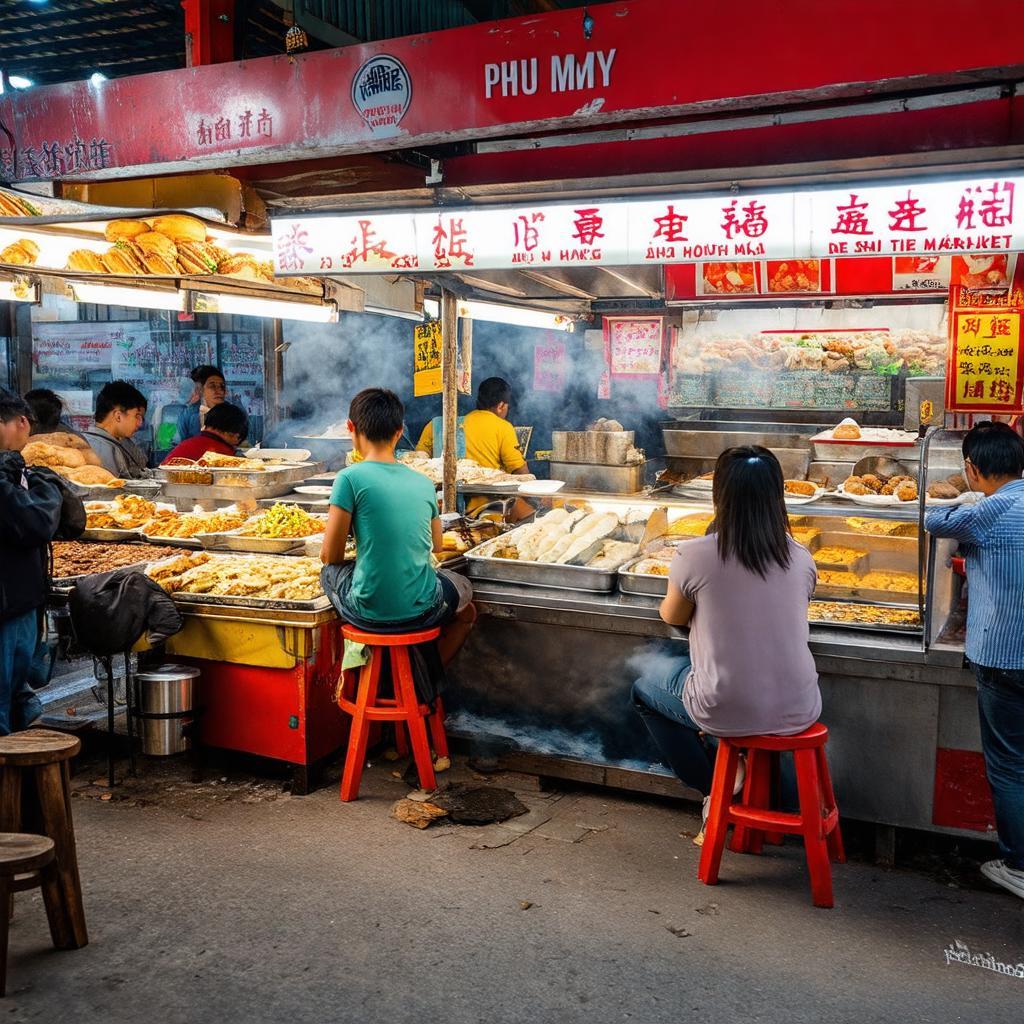 Khu am thuc duong pho day mui huong tai cho Phu My voi nhieu mon ngon