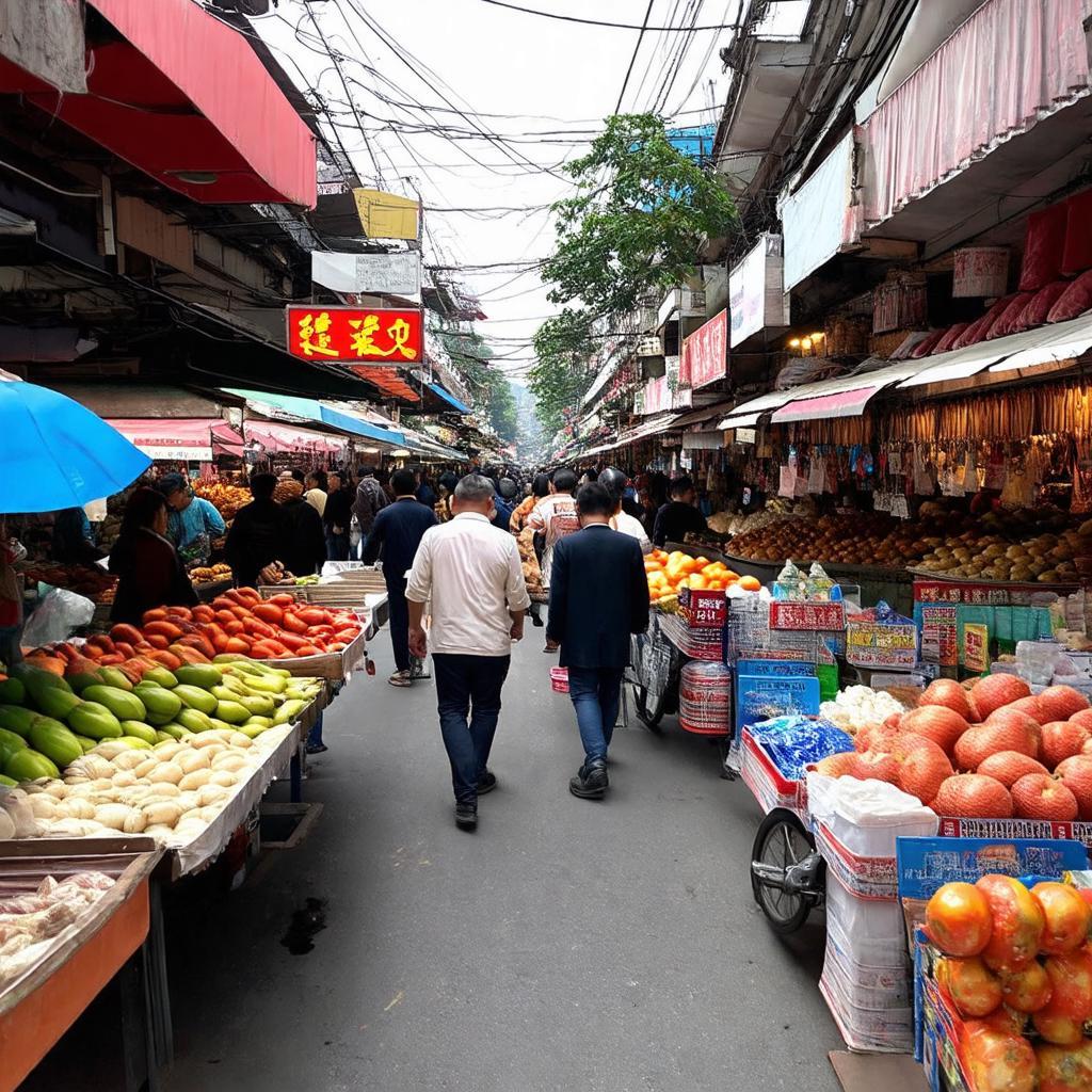 Không khí sầm uất và nhộn nhịp của Chợ Bầu, xã Kim Chung, Đông Anh vào buổi sáng sớm