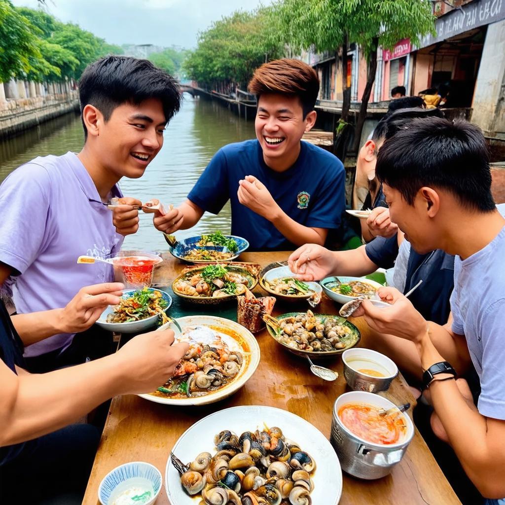 Nguoi tre thuong thuc oc dao 3 ben kenh