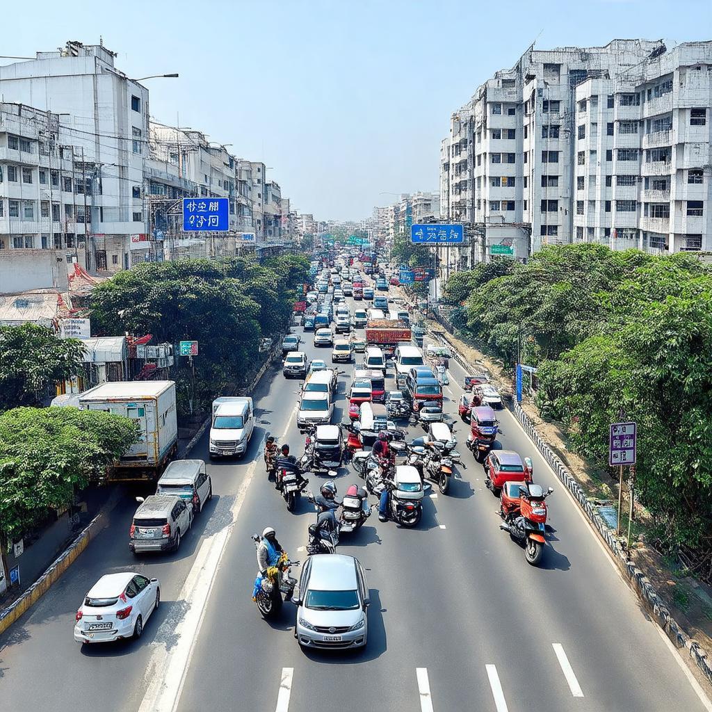 Toàn cảnh Ngã tư Xuân Mai nhộn nhịp với các phương tiện qua lại