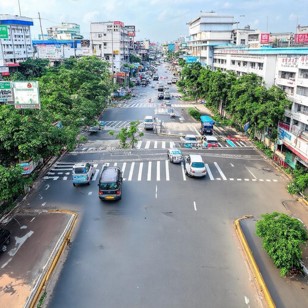 Hình ảnh ngã tư Lê Hồng Phong phường Phú Lợi Thủ Dầu Một Bình Dương từ trên cao