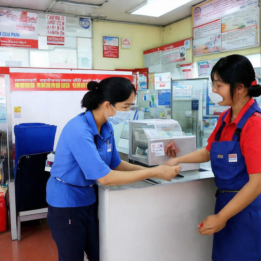 Nhân viên Bưu điện Phú Chánh đang nhiệt tình phục vụ khách hàng tại quầy giao dịch