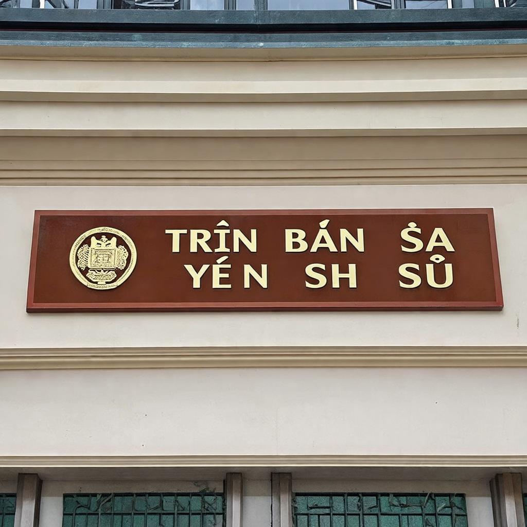 Một biển chỉ dẫn hoặc hình ảnh nhận diện tại lối vào Trường Ban Yên Sở, phường Yên Sở