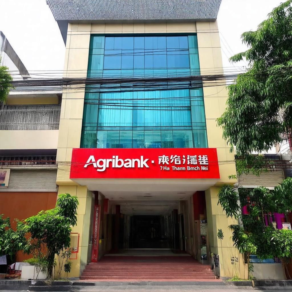 Toàn cảnh mặt tiền chi nhánh Agribank Hà Thành tại số 75 Phương Mai, Đống Đa, Hà Nội