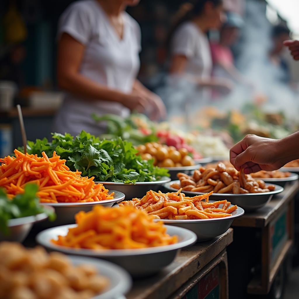 Những món ăn hấp dẫn tại khu ẩm thực Chợ Bến Gỗ trên đường Nguyễn Văn Tỏ, Long Thành