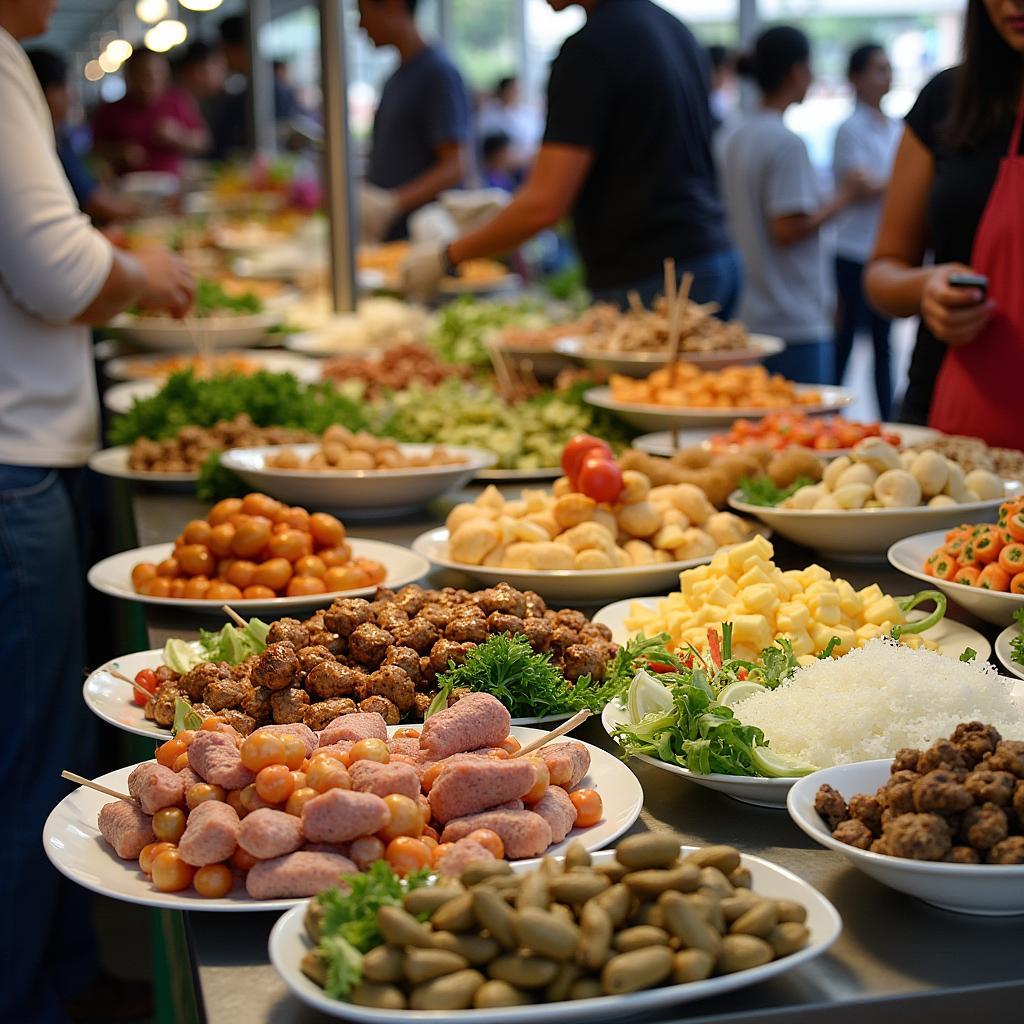 Những món ăn hấp dẫn và đa dạng tại khu ẩm thực chợ Xuân Khánh, Đường 30 Tháng 4