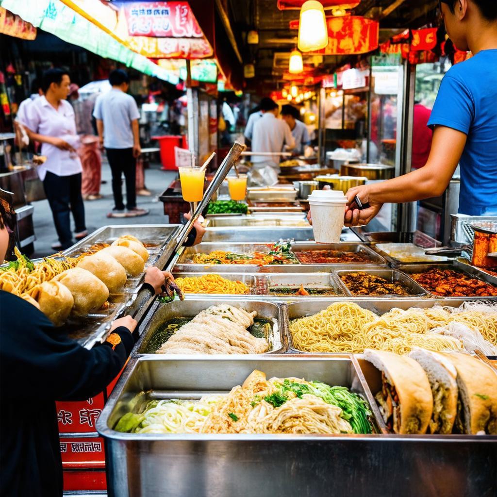 Các món ăn vặt, quà sáng hấp dẫn bày bán tại khu ẩm thực Chợ Vĩnh Lộc A Bình Chánh