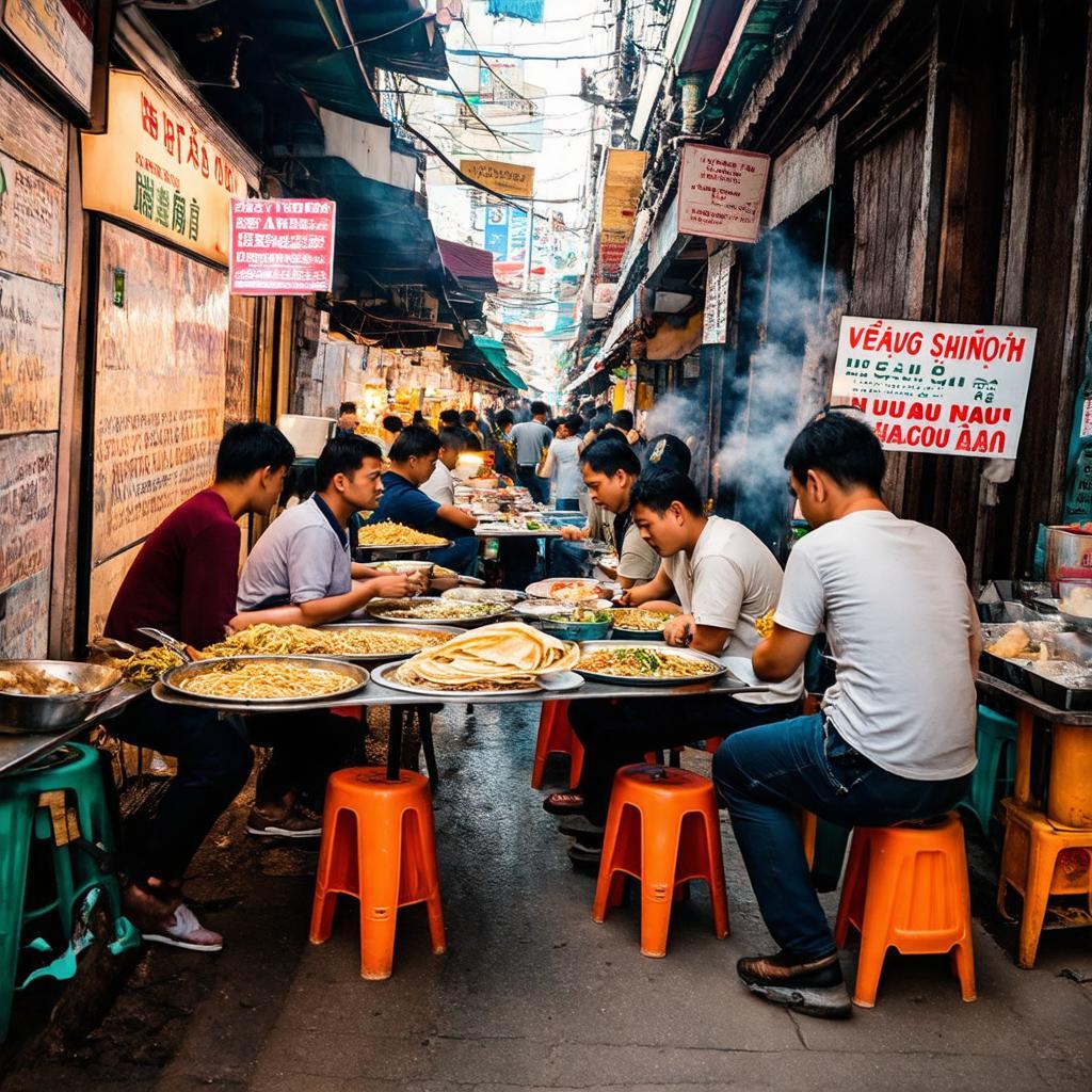Cảnh buôn bán và thưởng thức ẩm thực đường phố tấp nập trong Hẻm 81 Nguyễn Hữu Cầu, Sài Gòn.