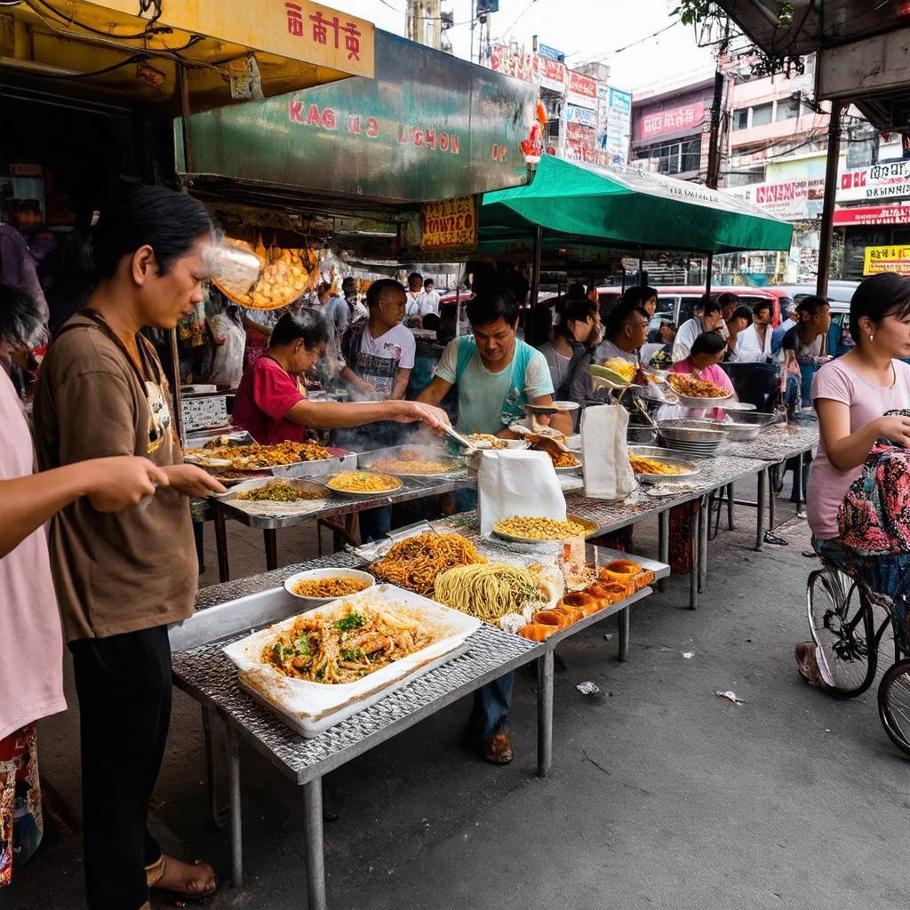 Các quầy hàng ẩm thực đường phố tấp nập tại ngã tư Nguyễn Văn Luông Hậu Giang Quận 6.