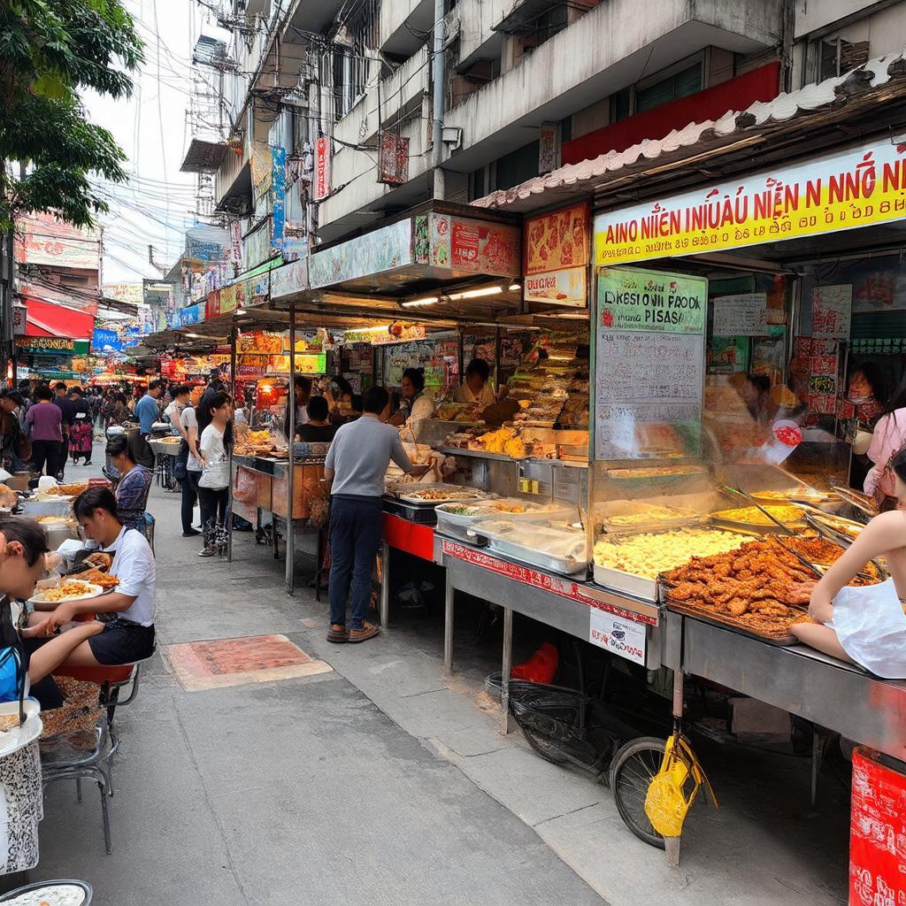 Cảnh quan ẩm thực đường phố tấp nập và đa dạng trên Phố Nguyễn An Ninh Hai Bà Trưng