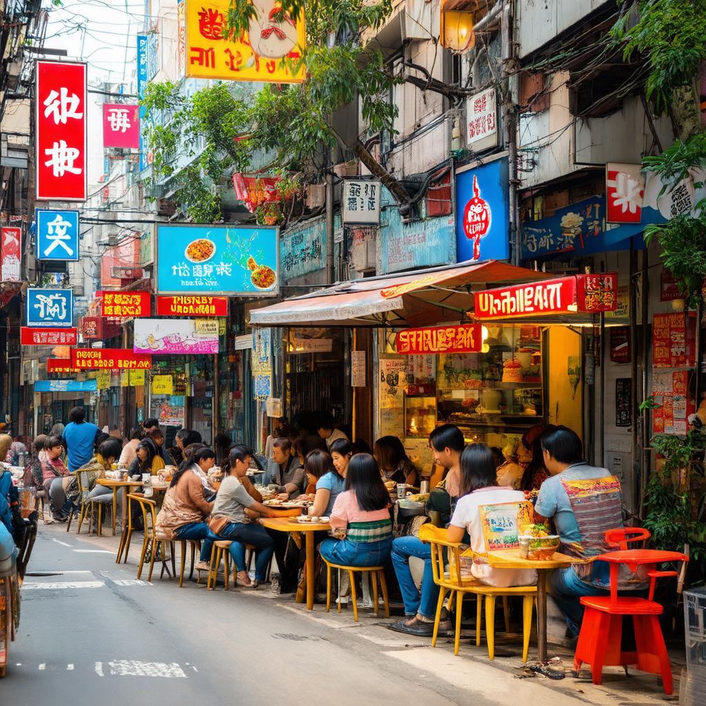 Sự đa dạng ẩm thực và quán cà phê trên Phố Hoàng Ngân thu hút thực khách.