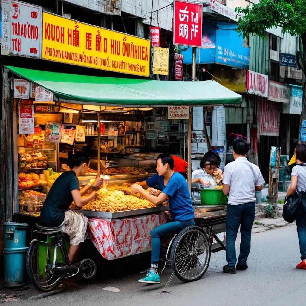 Quán ăn, cửa hàng tạp hóa nhỏ trên Phố Nguyễn Chính, phục vụ nhu cầu hàng ngày