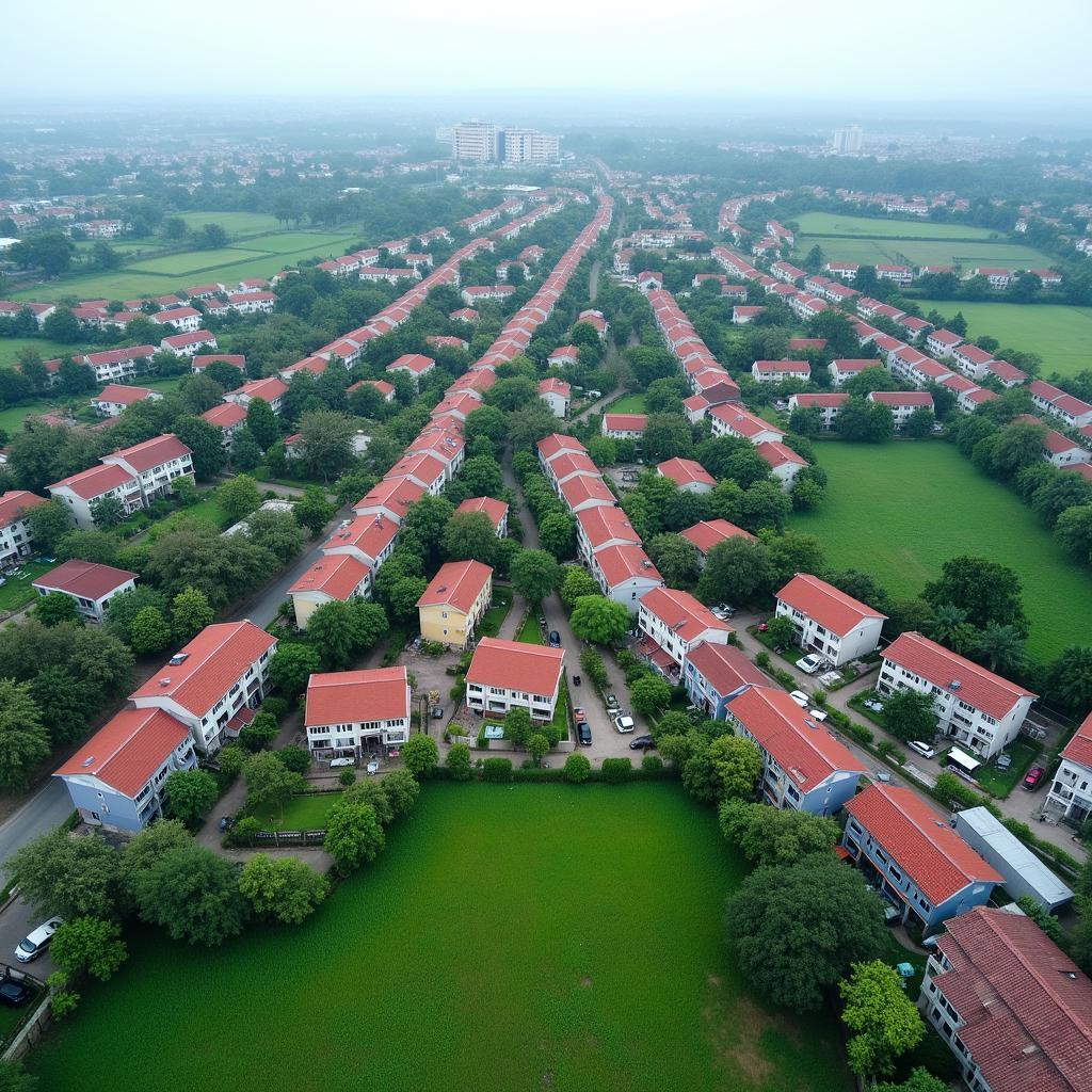 Toàn cảnh Ấp 5, Hiệp Phước, Nhơn Trạch, Đồng Nai, khu vực đang phát triển.