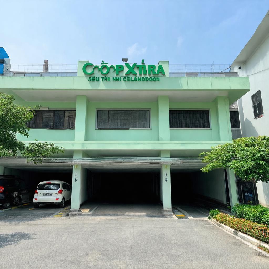 Bai giu xe va khuon vien ngoai cua sieu thi CoopXtra Celadon Tan Phu