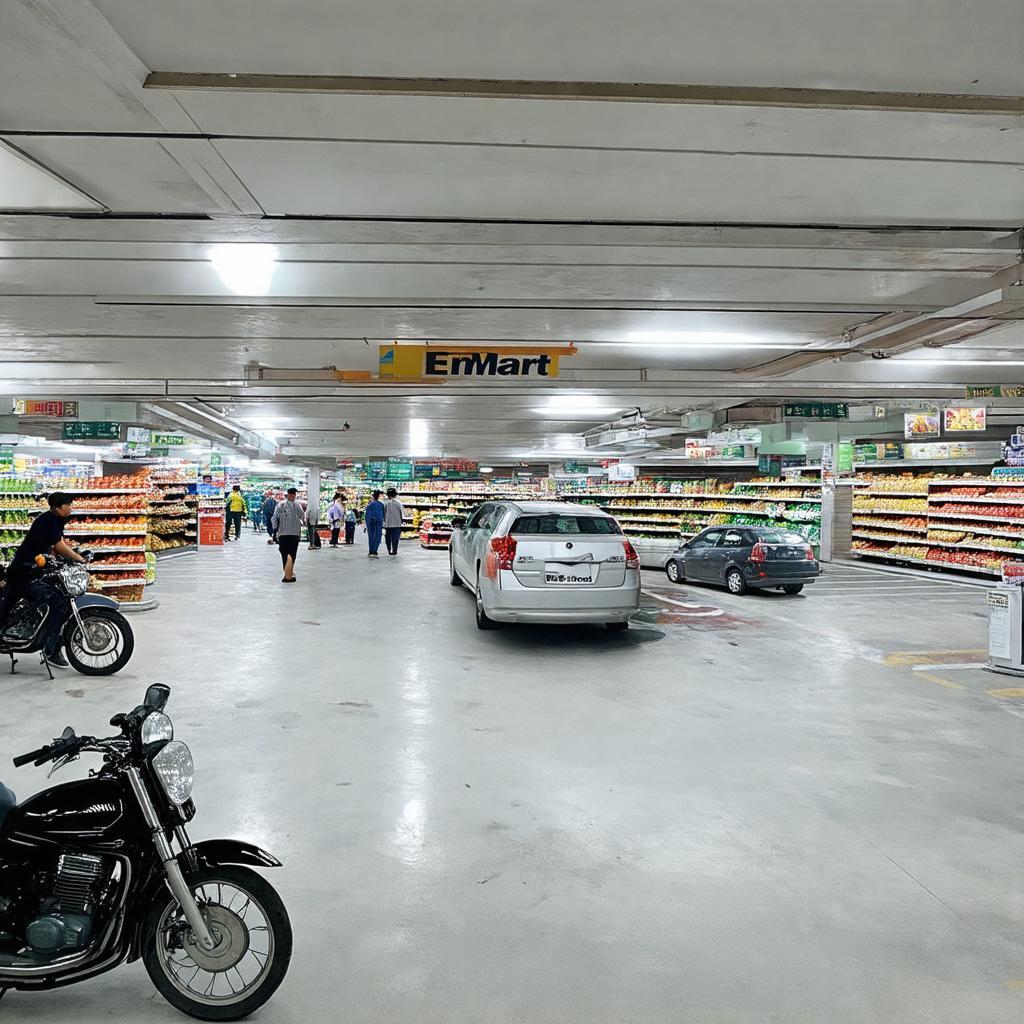 Hinh anh bai giu xe rong rai tai Sieu thi Emart Gò Vấp, co cho ca xe may va oto