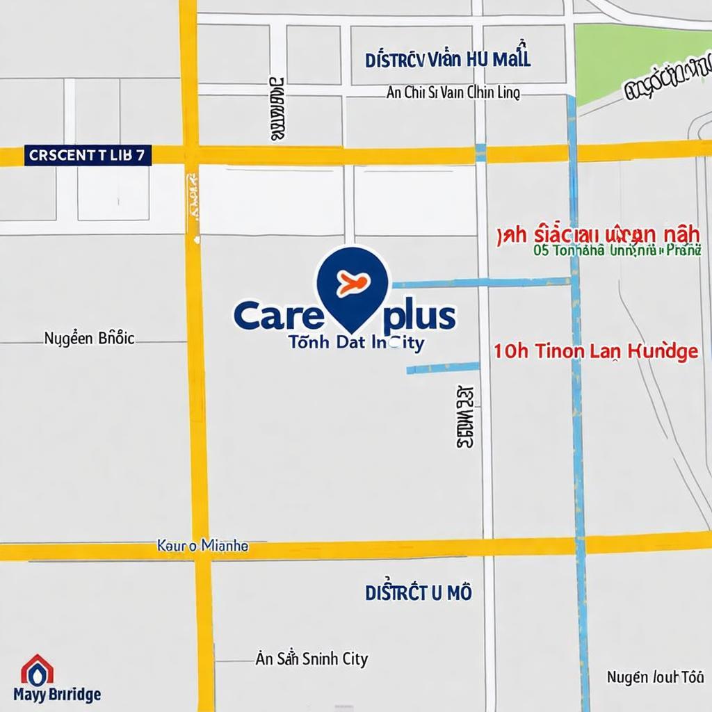 Bản đồ minh họa đường đi chi tiết đến Phòng Khám CarePlus tại địa chỉ 105 Tôn Dật Tiên, Quận 7, từ các điểm tham chiếu lân cận