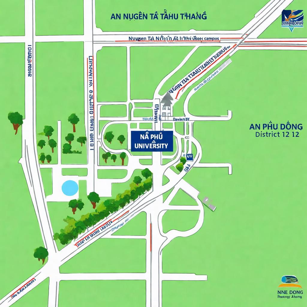 Minh họa bản đồ hướng dẫn đường đi đến Đại học Nguyễn Tất Thành An Phú Đông quận 12