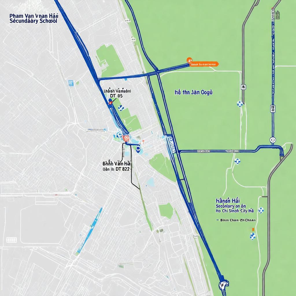 Bản đồ minh họa đường đi tới trường THCS Phạm Văn Hai tại ĐT 825 Bình Chánh