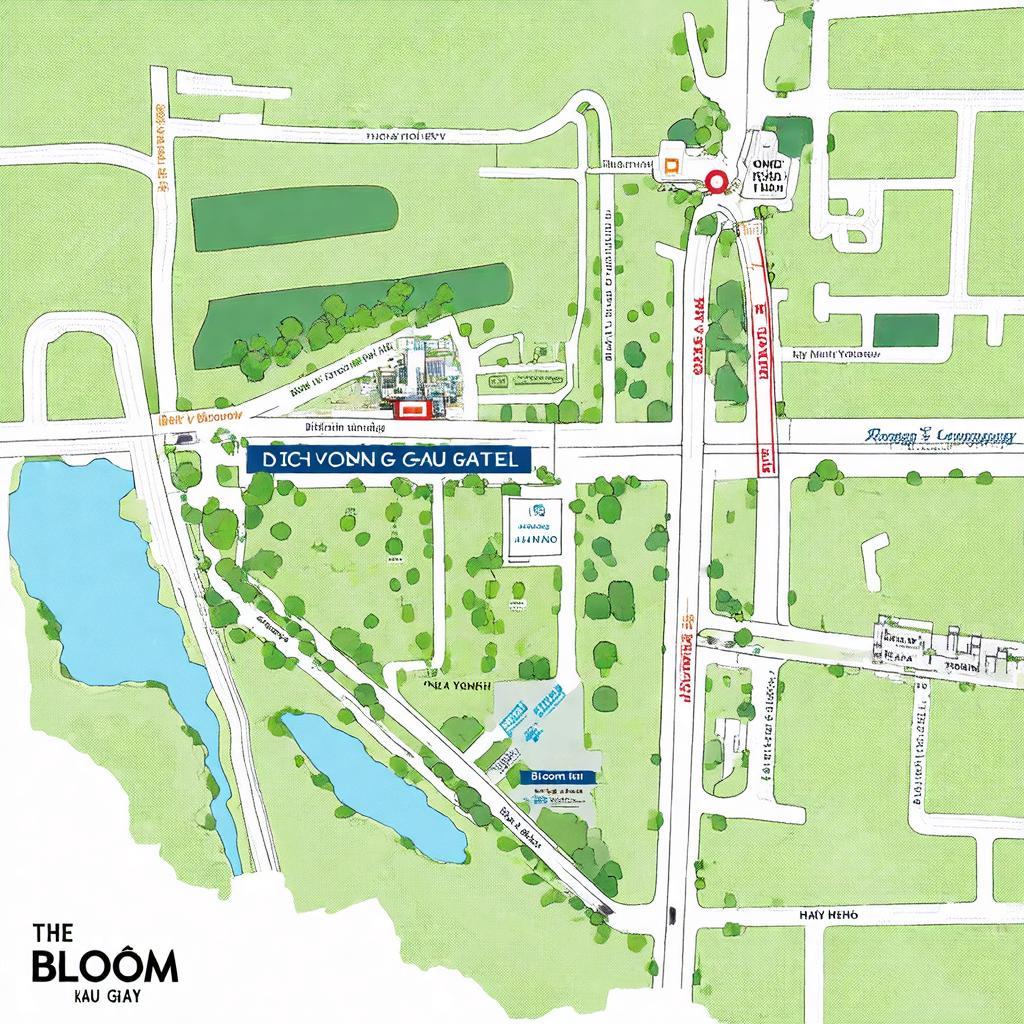 Bản đồ minh họa vị trí khu vực Dịch Vọng Hậu Cầu Giấy nơi có The Bloom Hotel