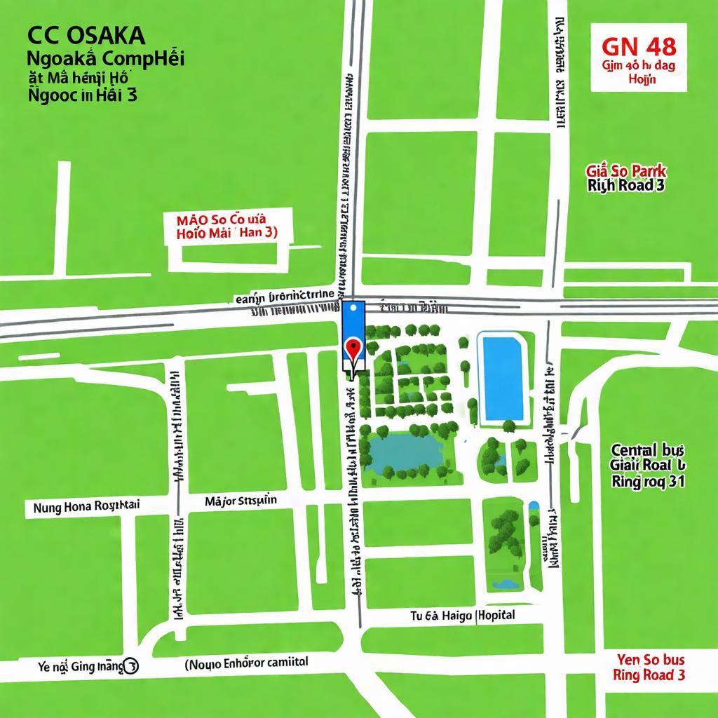 Bản đồ vị trí chung cư CC Osaka Complex ngõ 48 Ngọc Hồi, tiện ích xung quanh.