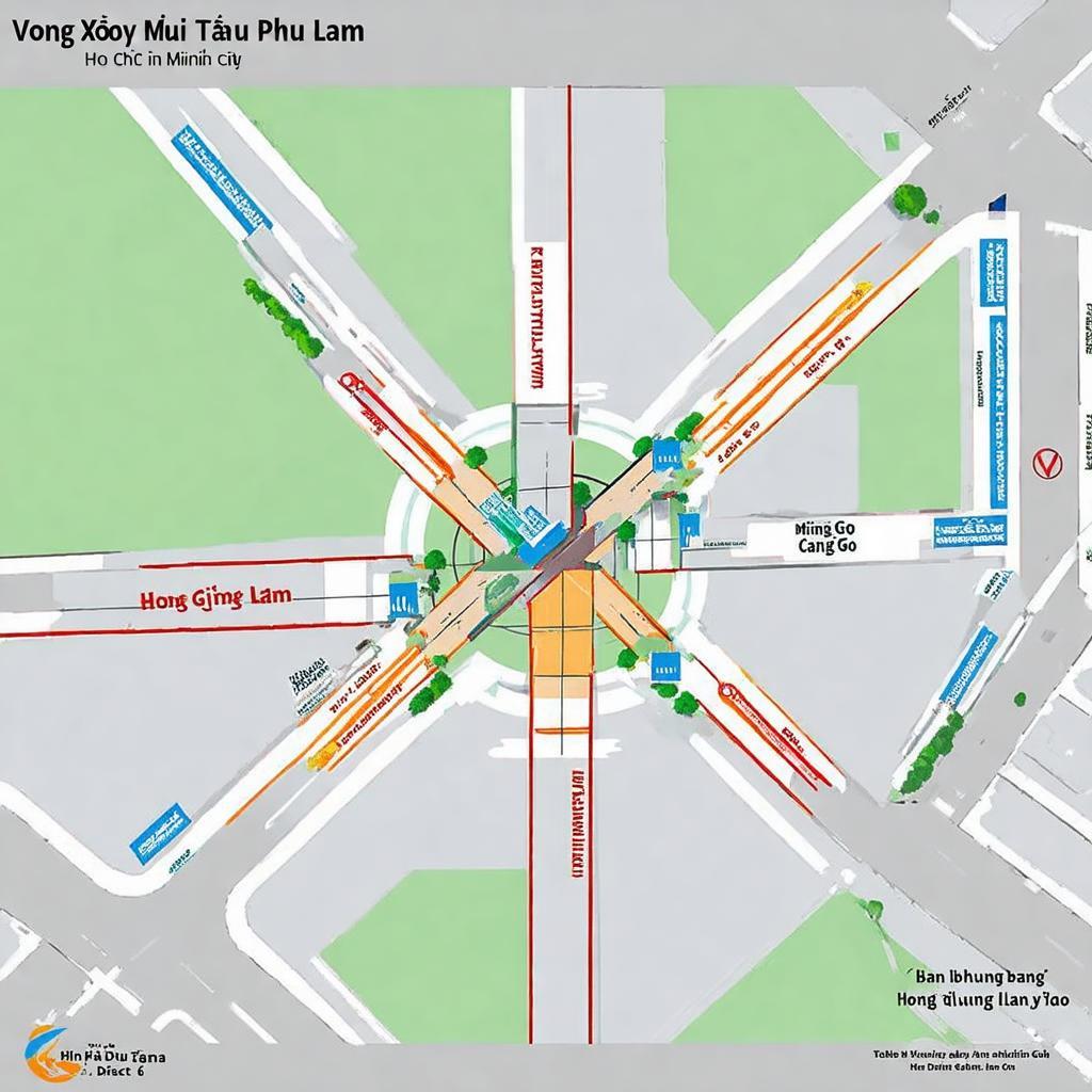Bản đồ khu vực hiển thị vị trí Vòng xoay Mũi Tàu Phú Lâm và các tuyến đường giao cắt