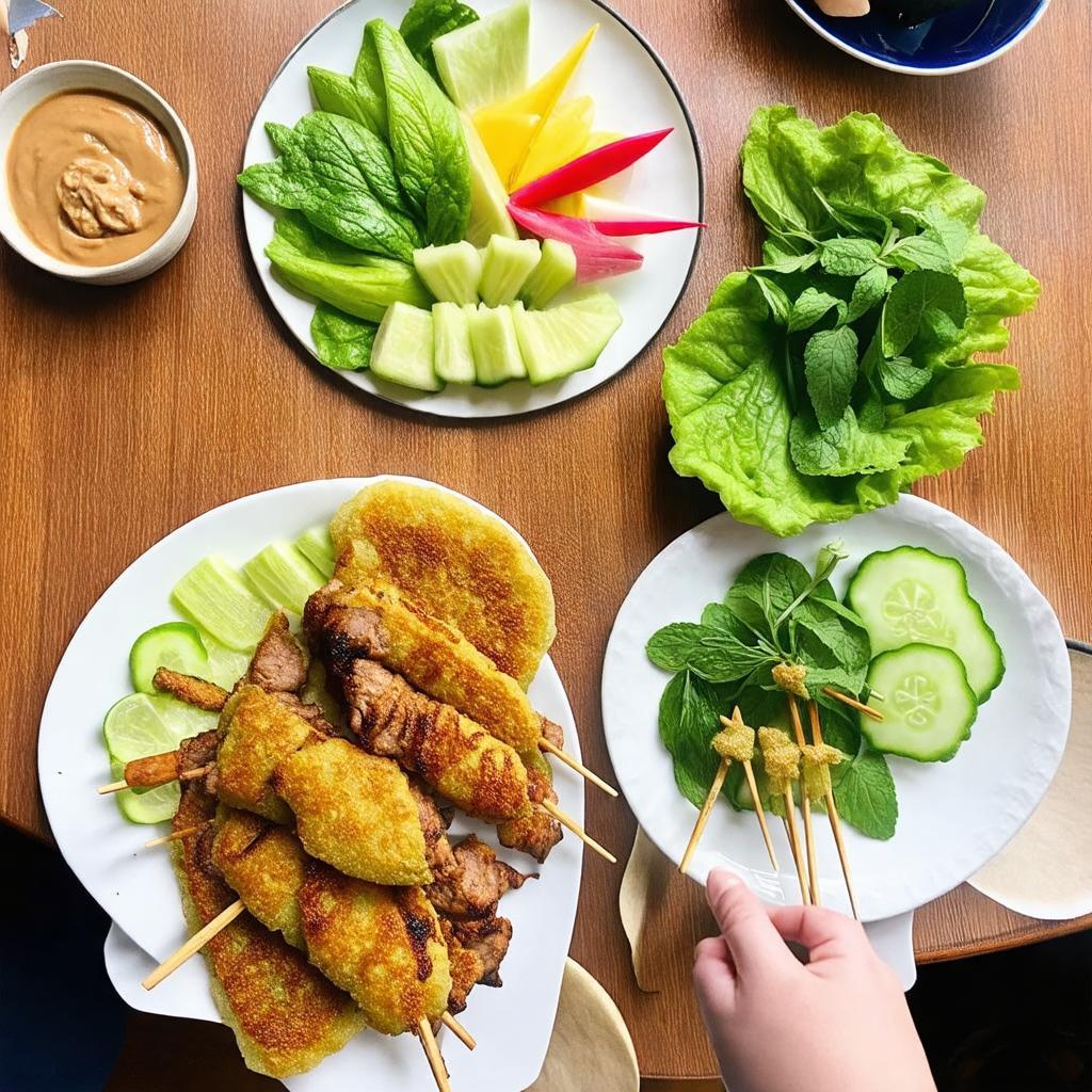 Bánh xèo Bà Dưỡng giòn rụm, nem lụi thơm ngon cùng rau sống tươi xanh tại Đà Nẵng.