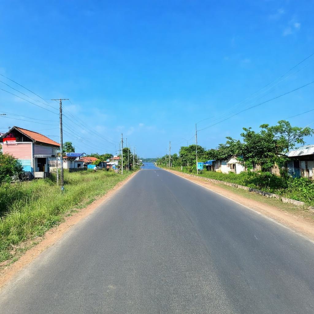 Đường đi dẫn đến Bến Phà Tân Long trên đường ĐH 17 tại Phú Thạnh, Tiền Giang