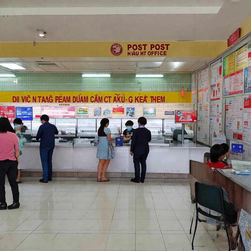Không gian bên trong Bưu điện Phú Thọ Hòa Lũy Bán Bích, khu vực giao dịch