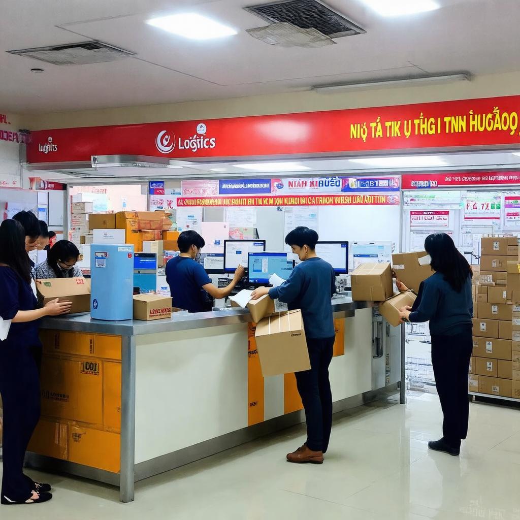Khung cảnh bên trong chi nhánh Nhất Tín Logistics 18A Cộng Hòa khi khách hàng gửi/nhận hàng
