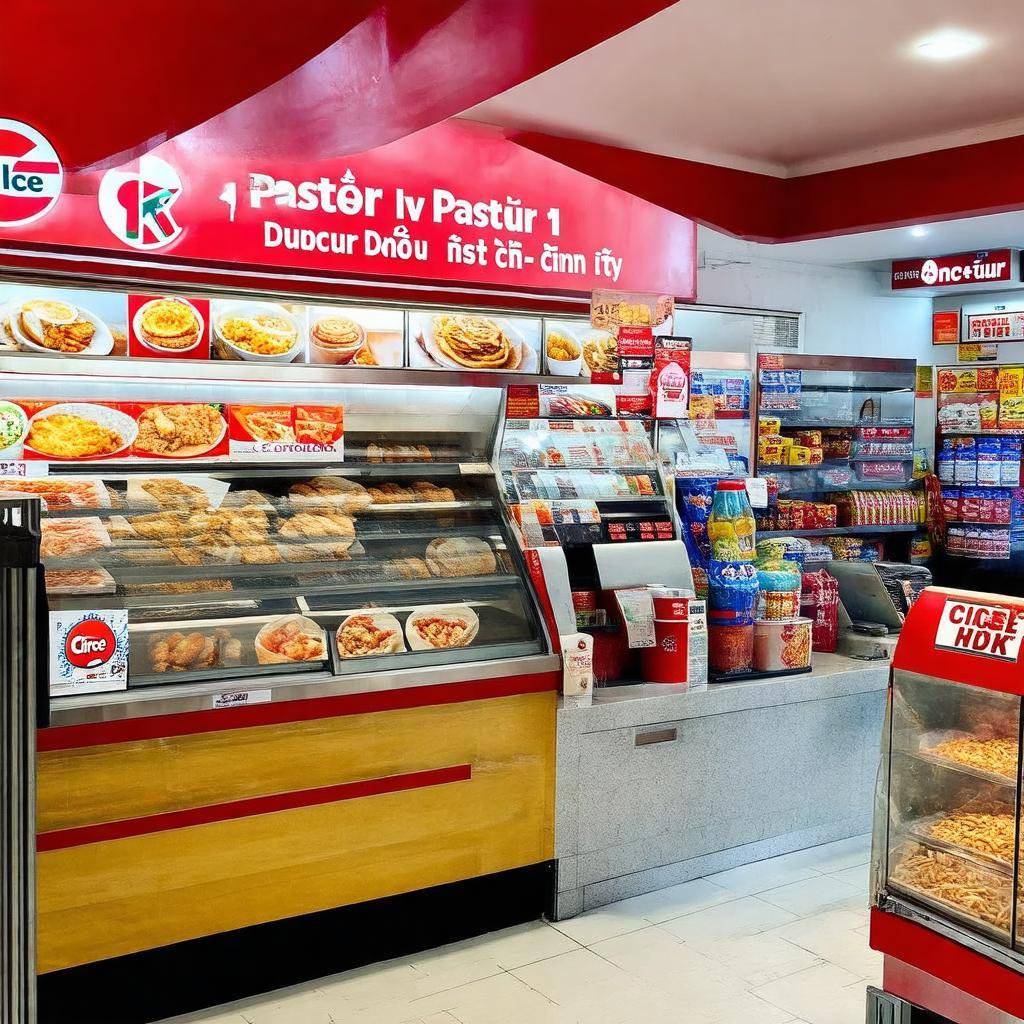 Bên trong cửa hàng Circle K Pasteur Quận 1 với quầy đồ ăn nhanh, đồ uống và kệ hàng đa dạng.