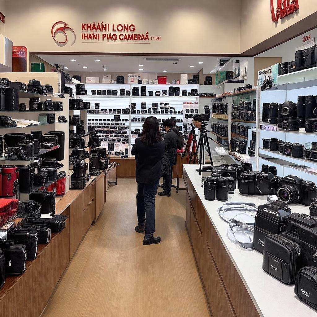 Bên trong cửa hàng Khánh Long Camera 43 Huỳnh Thúc Kháng Quận 1 trưng bày đa dạng máy ảnh, ống kính, phụ kiện nhiếp ảnh.