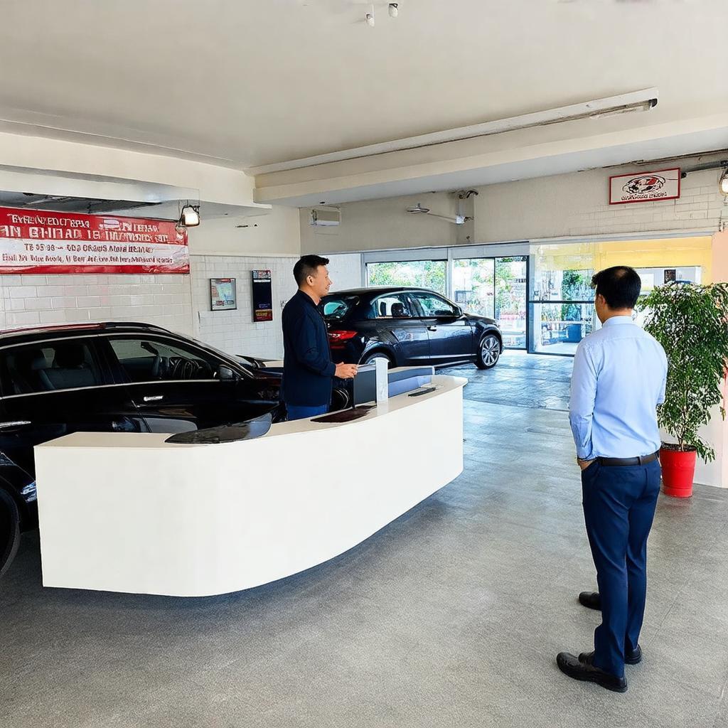 Khu vực tiếp nhận xe và chờ đợi tại gara Xe Cao Đạt ở Quận 11