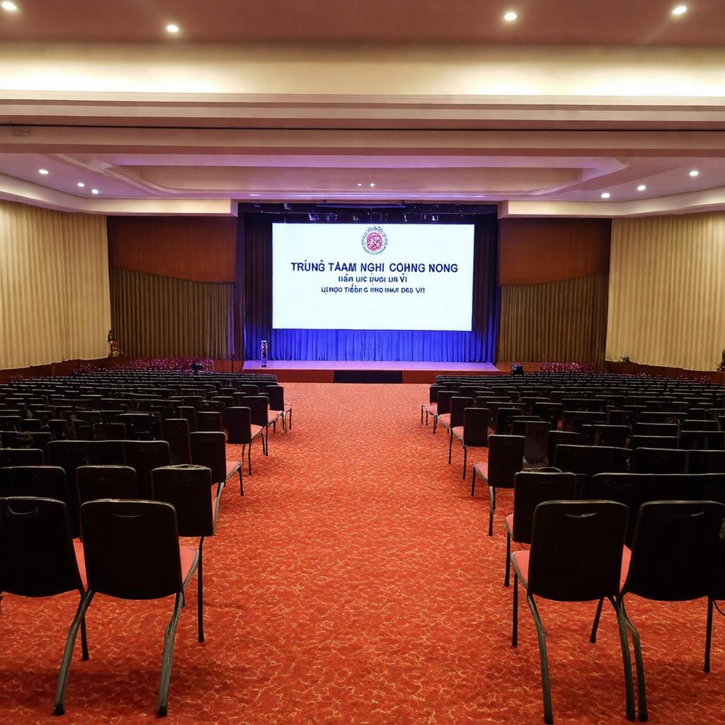Không gian bên trong hội trường chính tại Trung tâm Hội nghị Công đoàn, sẵn sàng cho sự kiện