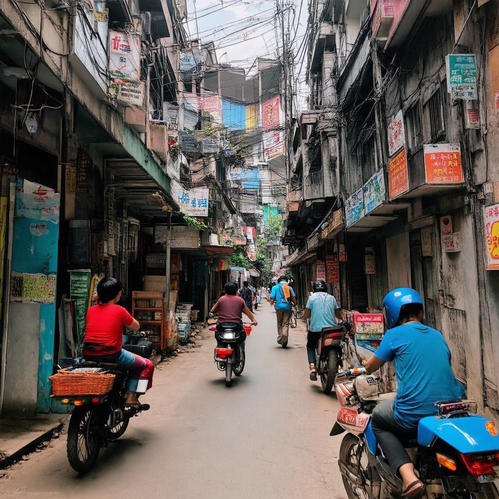 Cuộc sống thường ngày bên trong ngõ 296 Minh Khai với nhà cửa và hàng quán nhỏ