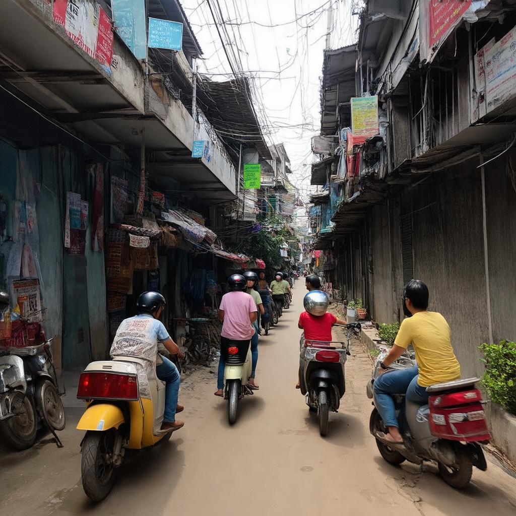 Khung cảnh sinh hoạt đời thường bên trong Ngõ 477 Kim Mã tấp nập