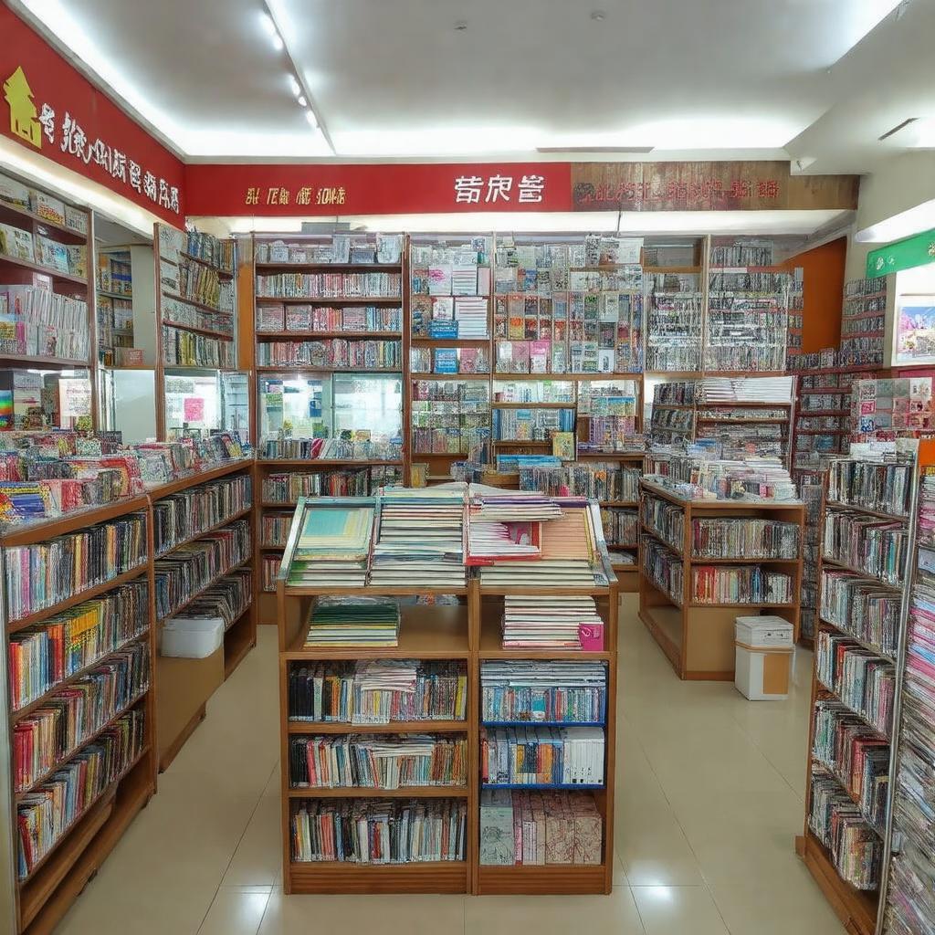 Hình ảnh các khu vực trưng bày sách và văn phòng phẩm phong phú bên trong Nhà Sách Bình Tân