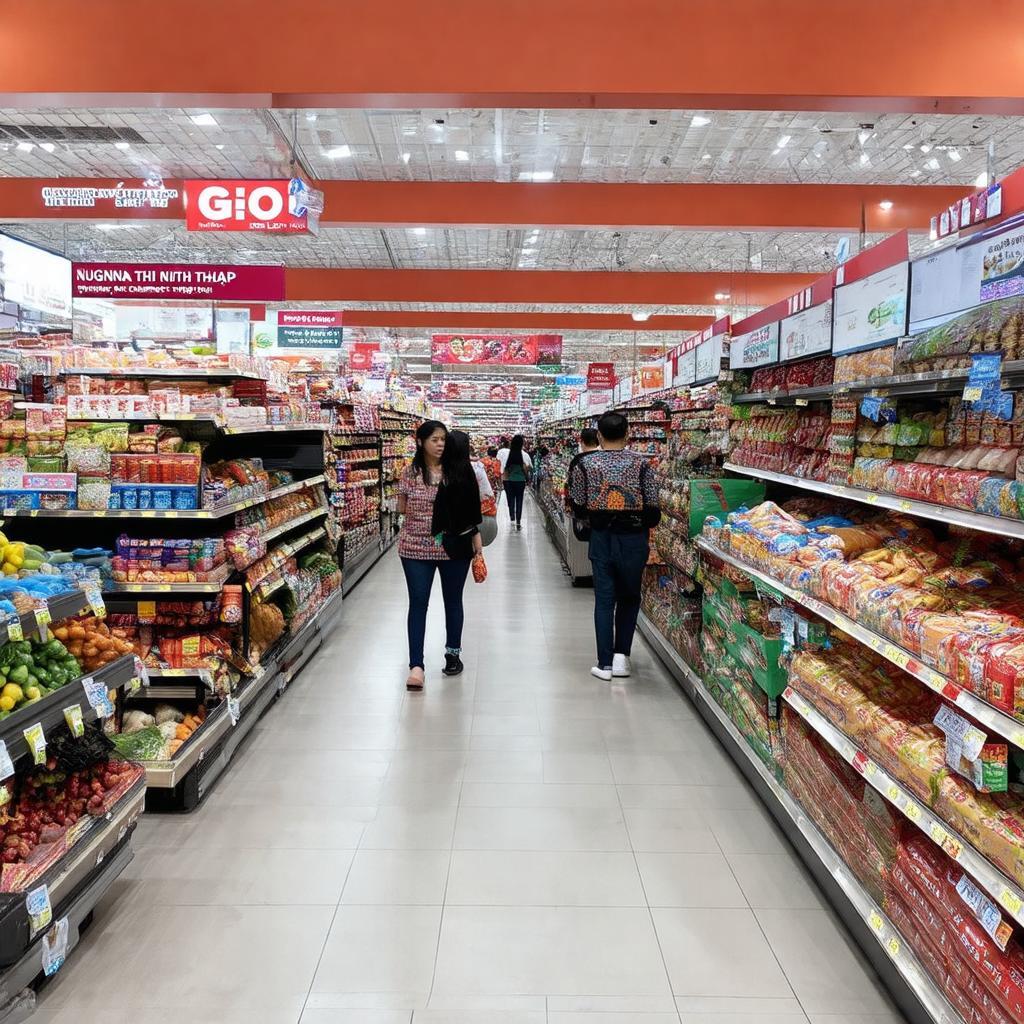 Bên trong siêu thị GO! (trước đây là Big C) Nguyễn Thị Thập với các dãy hàng hóa đa dạng, rộng rãi