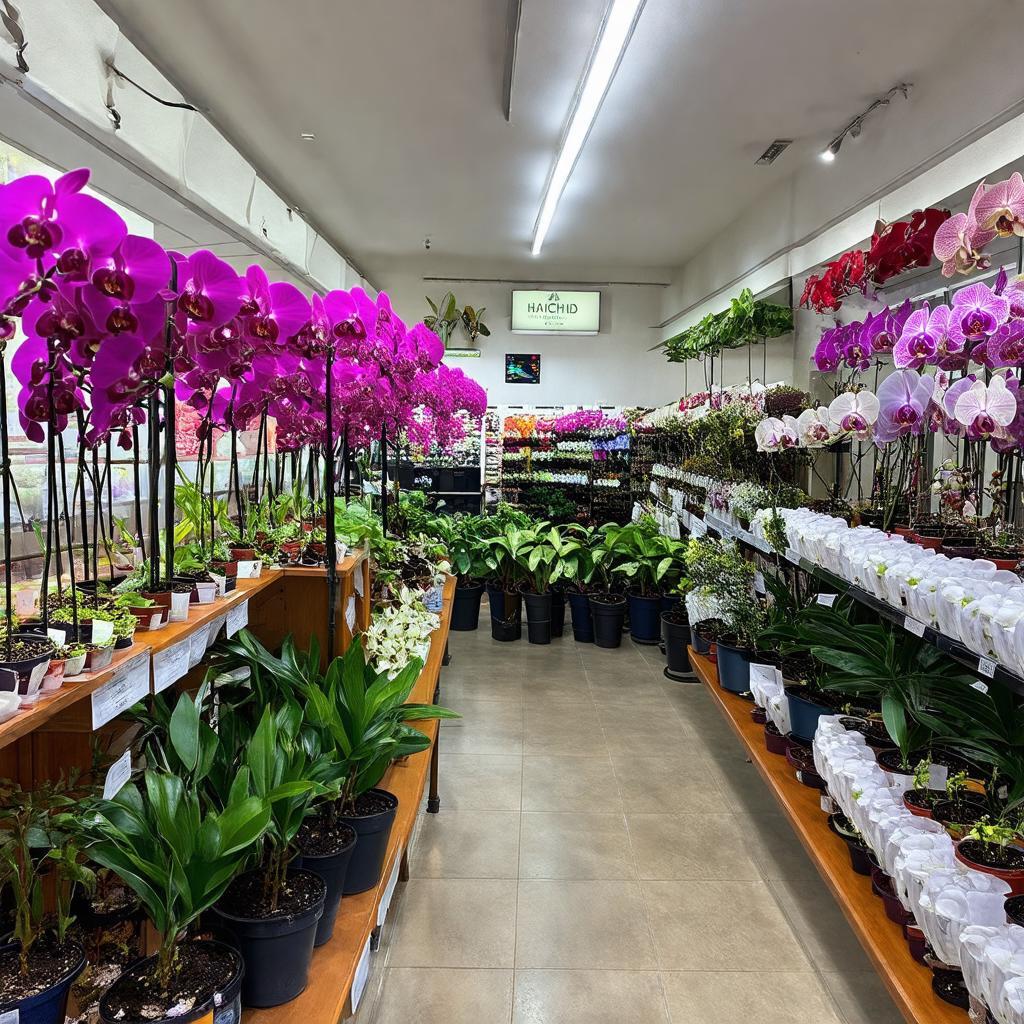 Không gian bên trong vườn lan Khải Orchids 139 Bắc Hải với nhiều loại lan đa dạng