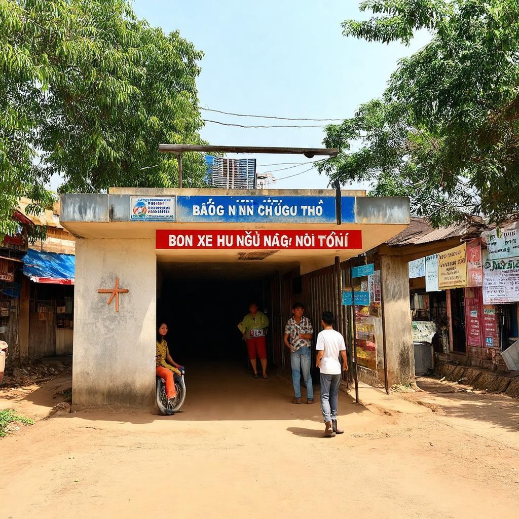 Hinh anh tong quan ben xe Nga Tu Doi DT 396B Quynh Xa Thai Binh
