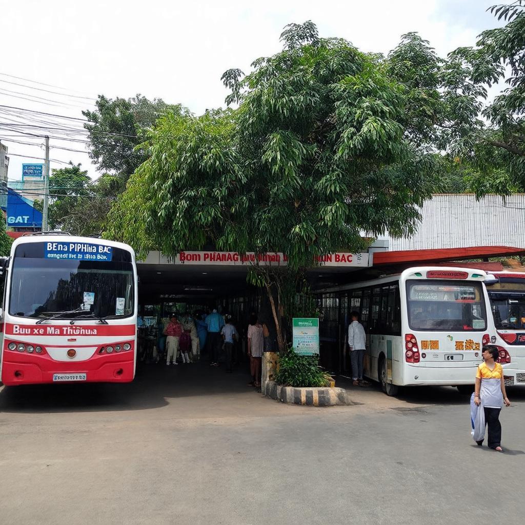 Toàn cảnh Bến xe Phía Bắc Buôn Ma Thuột tại số 71 Nguyễn Chí Thanh, Đắk Lắk nhộn nhịp hành khách