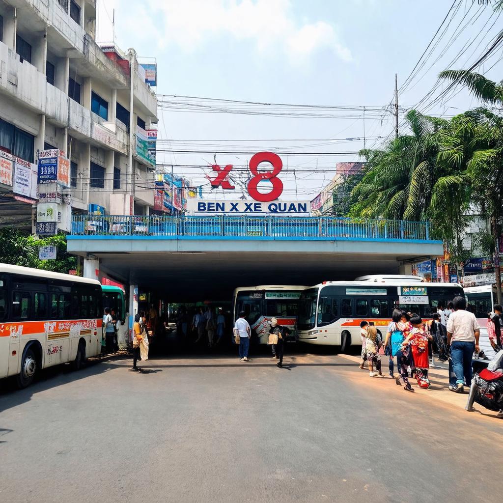 Bến xe Quận 8 trên đường Phạm Thế Hiển tấp nập người đi lại