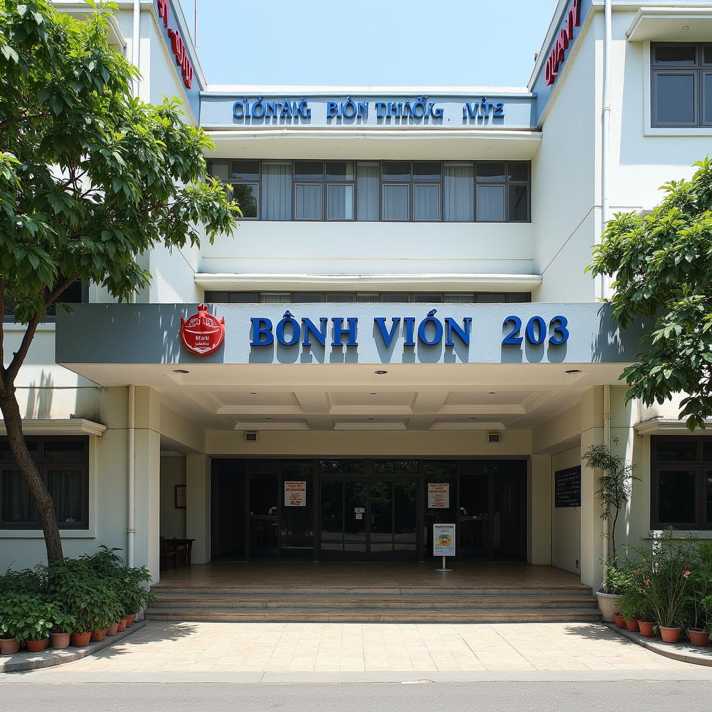 Mặt tiền Bệnh viện 203 (Quân Y 7) tại Hải Phòng, giúp nhận biết địa điểm