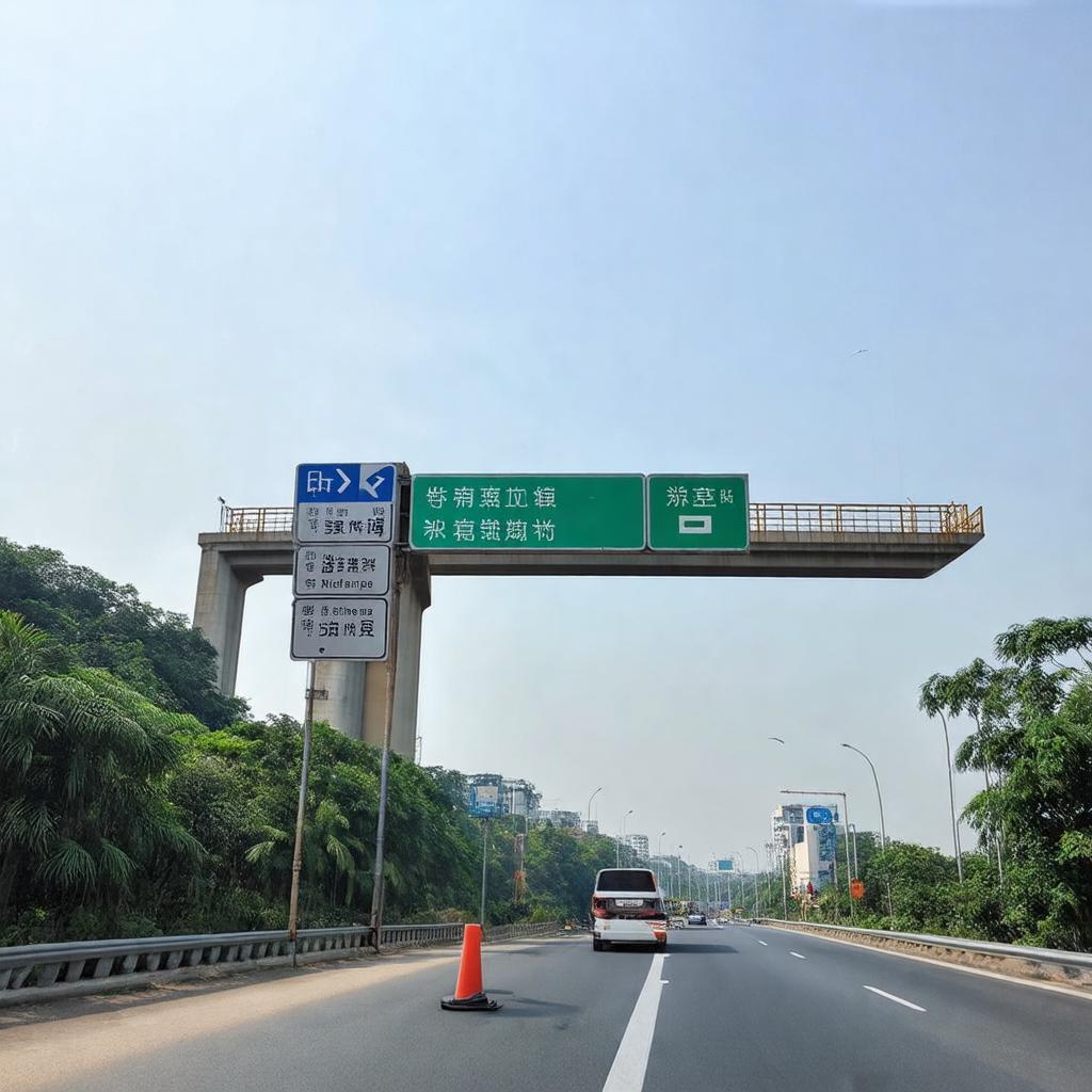 Biển báo chỉ dẫn đường đi gần Cầu vượt Đồng Xếp, giúp người tham gia giao thông định hướng