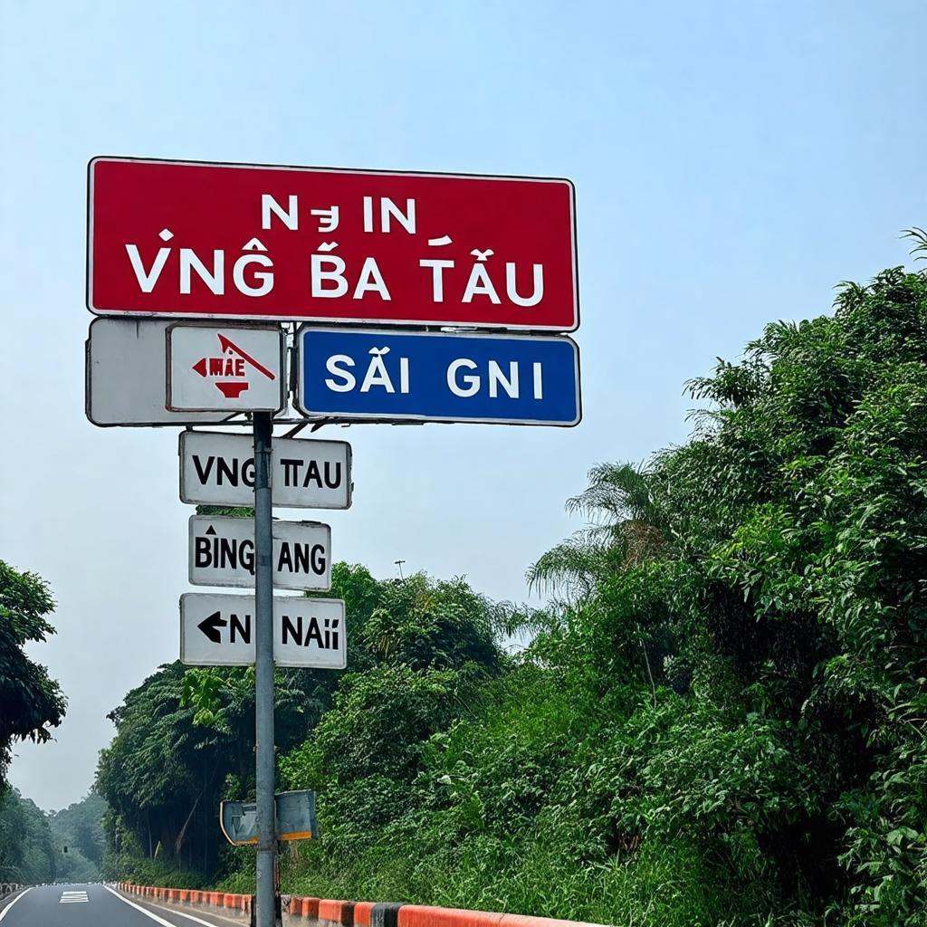 Biển báo hướng dẫn giao thông tại khu vực Ngã ba Vũng Tàu, Biên Hòa giúp người lái định hướng