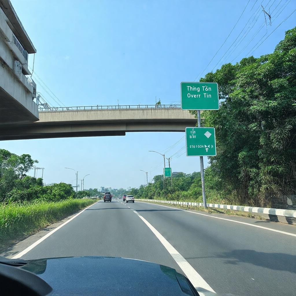 Biển chỉ dẫn đường đi đến Cầu vượt Thường Tín dễ nhận biết