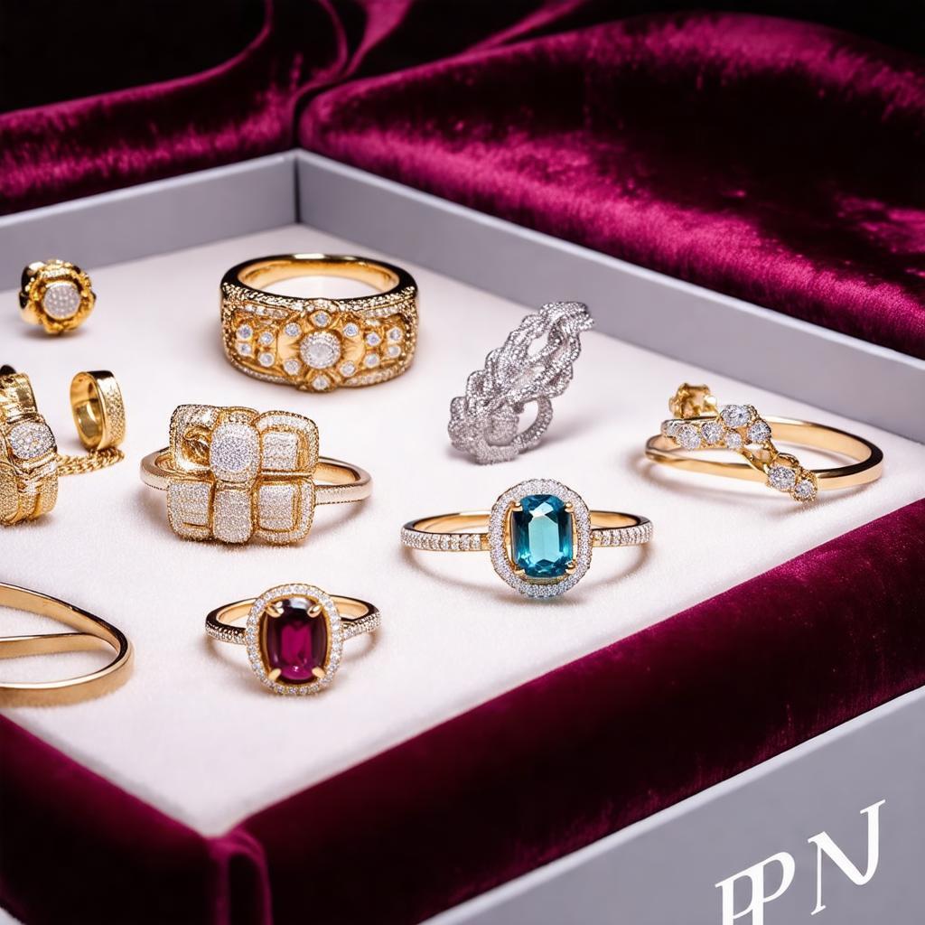 Trưng bày các loại trang sức vàng, kim cương, đá quý, bạc PNJ Silver tại cửa hàng PNJ.