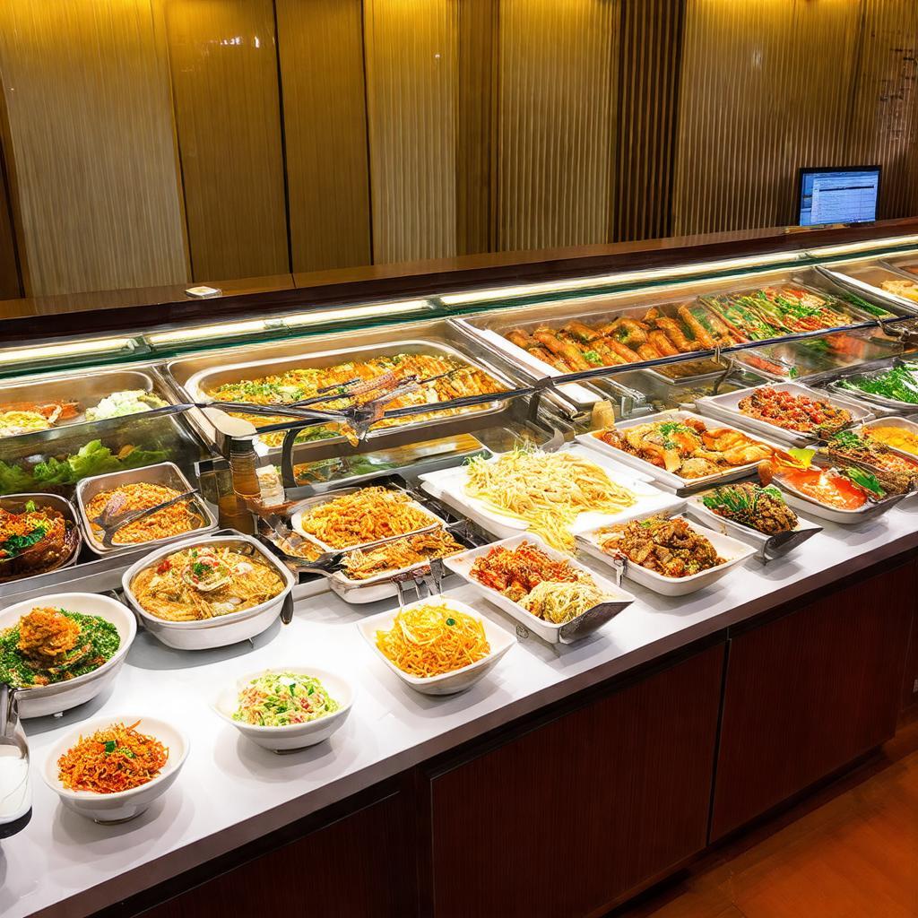 Các món ăn hấp dẫn tại quầy buffet của Nhà hàng Hoàng Yến Buffet, Bitexco, quận 1