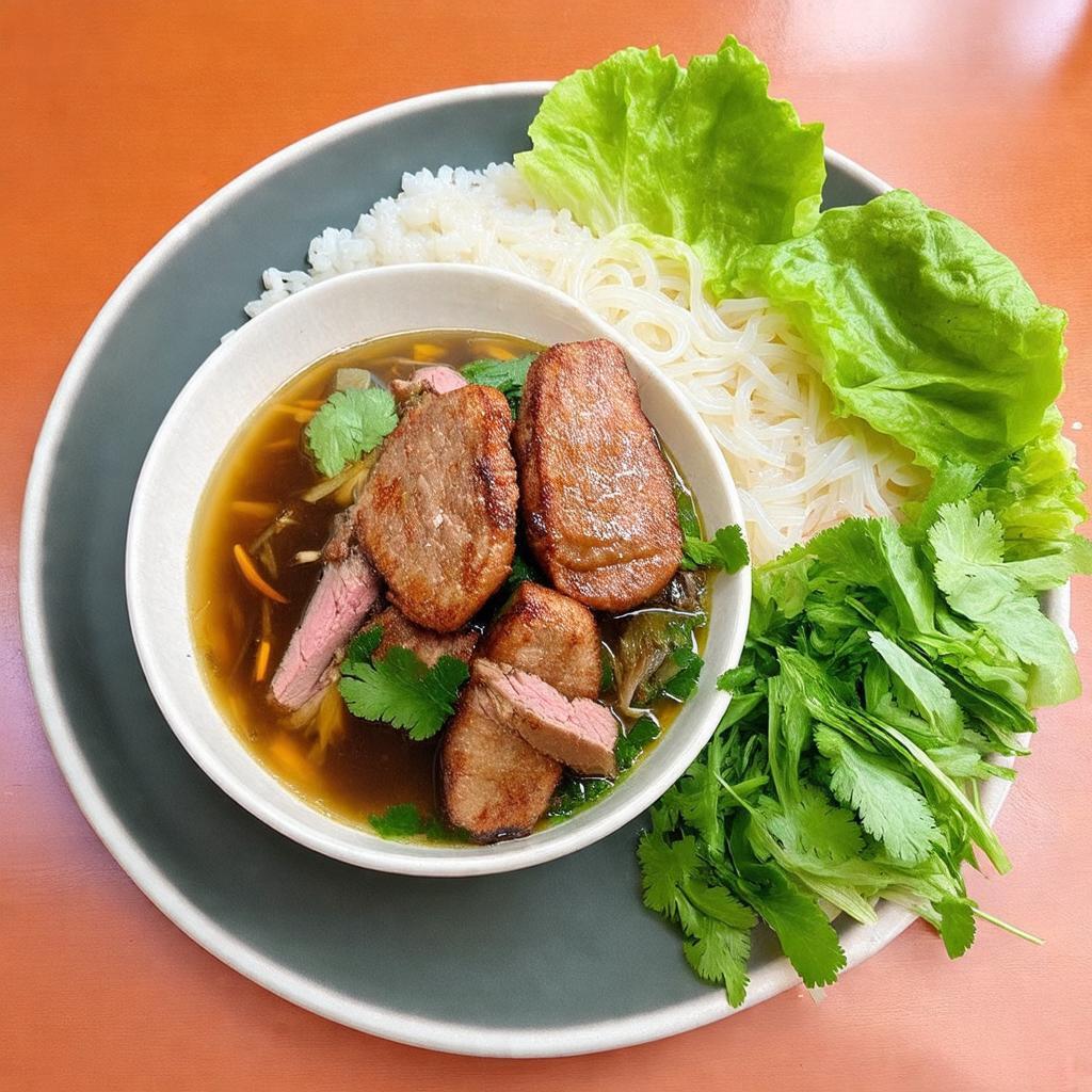 Hình ảnh đĩa bún chả Nga Cảnh Sapa đầy đủ với chả nướng, bún và rau sống tươi ngon.