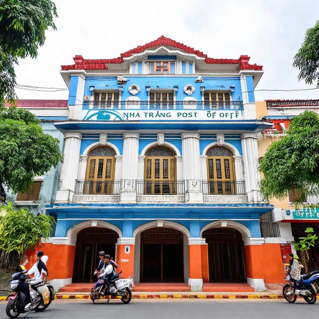 Hình ảnh Bưu điện Nha Trang 50 Lê Thánh Tôn trung tâm thành phố Khánh Hòa kiến trúc đặc trưng